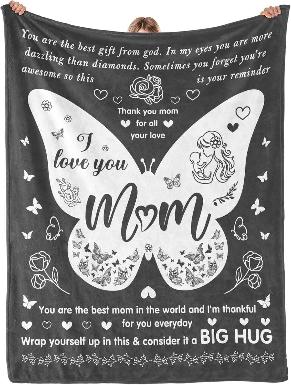 1PC Gift To Mom Thin Blanket for Anniversary Birthday Mothers Day Fathers day for Mom Dad Wife Sister Grandma Abuela Soft Throw