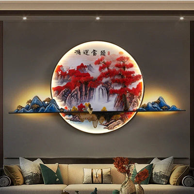 GISELLE Modern Picture Wall Light LED Chinese Creative Landscape Pine Mural Lamp For Home Living Room Study Bedroom Decor