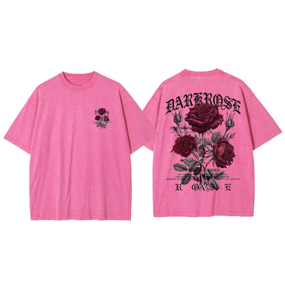Red Roses Wrapped In Ribbons Printing Clothes Men Cotton Breathable Tee Clothes Oversized Casual Loose T-Shirts Short Sleeve