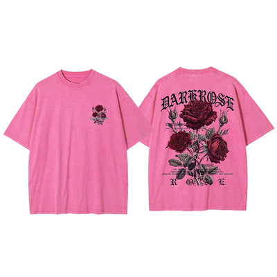 Red Roses Wrapped In Ribbons Printing Clothes Men Cotton Breathable Tee Clothes Oversized Casual Loose T-Shirts Short Sleeve