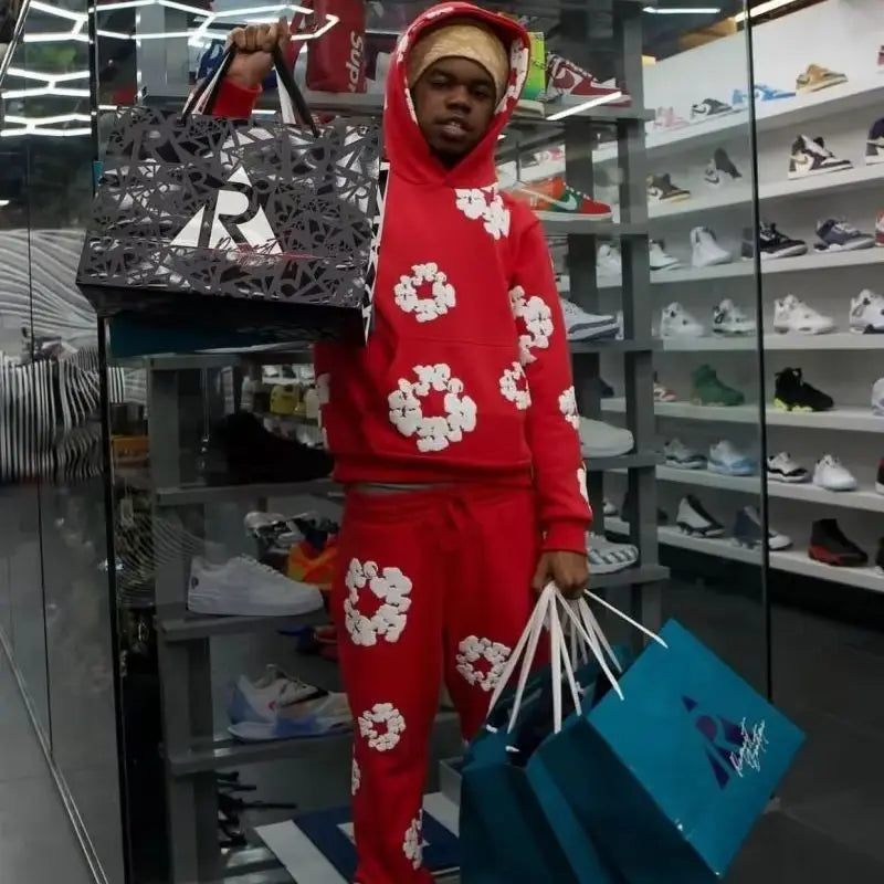 DENIM TEARS Men's Fashionable Printed Hoodie Foam Cotton Sports Suit European American Style Hot Selling New Arrival