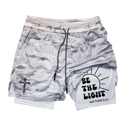 Cross Graphic 2in1 Fitness Gym Performance Shorts Men Christian Sport Quick Dry Breathable Workout Running Shorts with Pocket