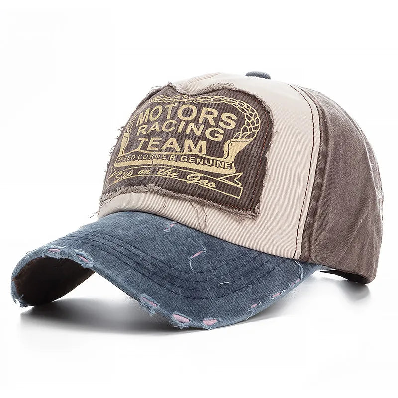 2025 High Quality Washed Cotton Damage Baseball Cap Motor Snapback Hat Hip Hop Dad Hats For Men Women Grinding Multicolor Bone