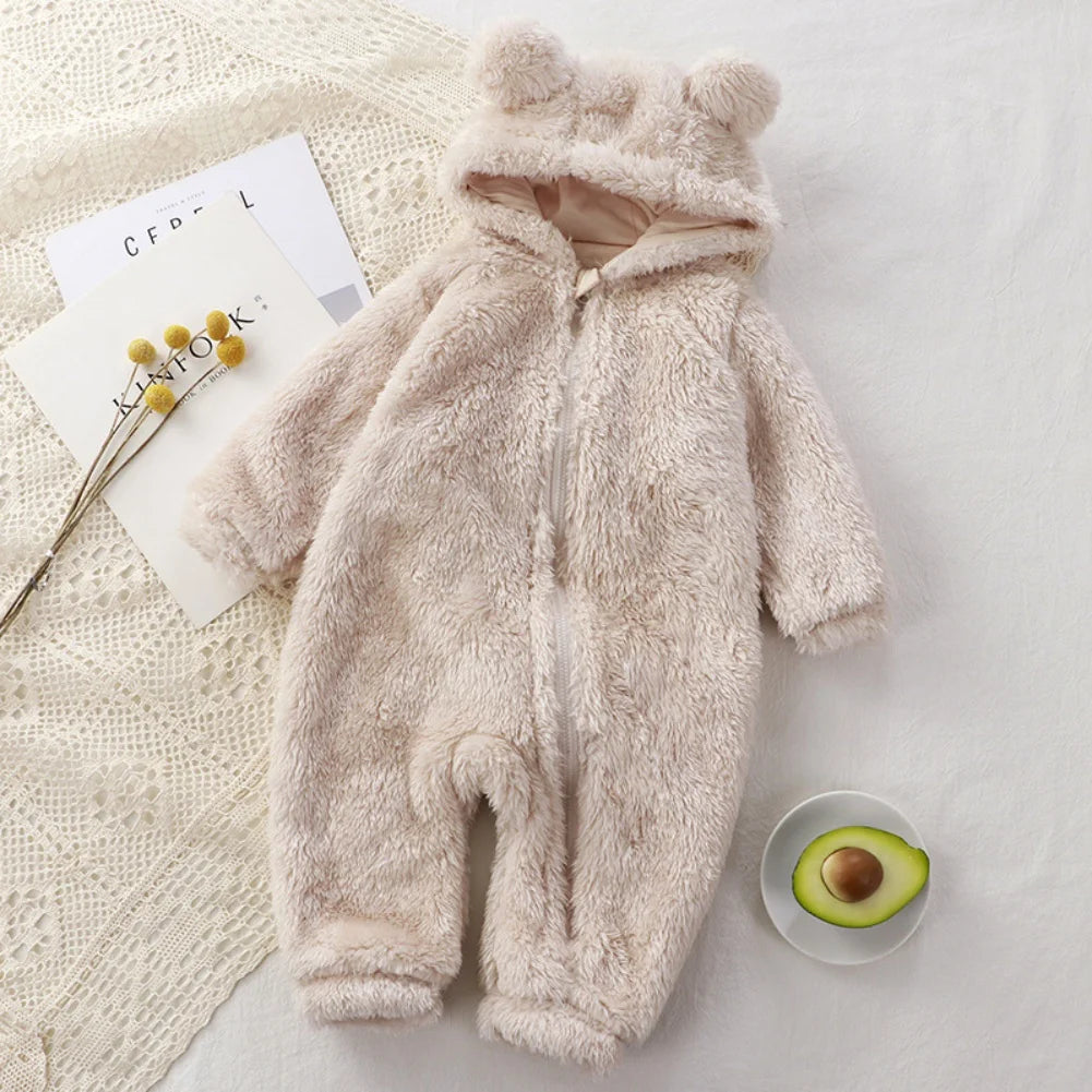 Winter Baby Clothes Cute Cartoon Bear Baby Rompers Pajamas Cotton Infant Boy Girls Animal Costume Zipper Jumpsuit 0-24 Months