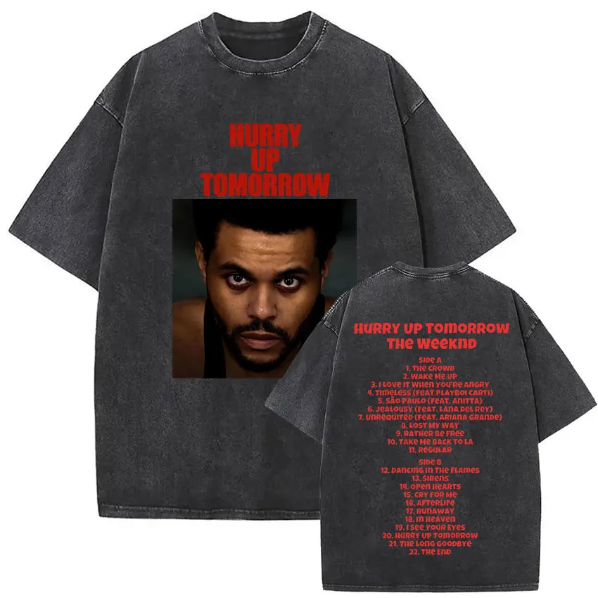 The Weeknd XO Tour 2025 Vintage Washed T Shirt Men's Women Pop Music Short Sleeve T-Shirts Rap Hip Hop Gothic Clothing T-shirts