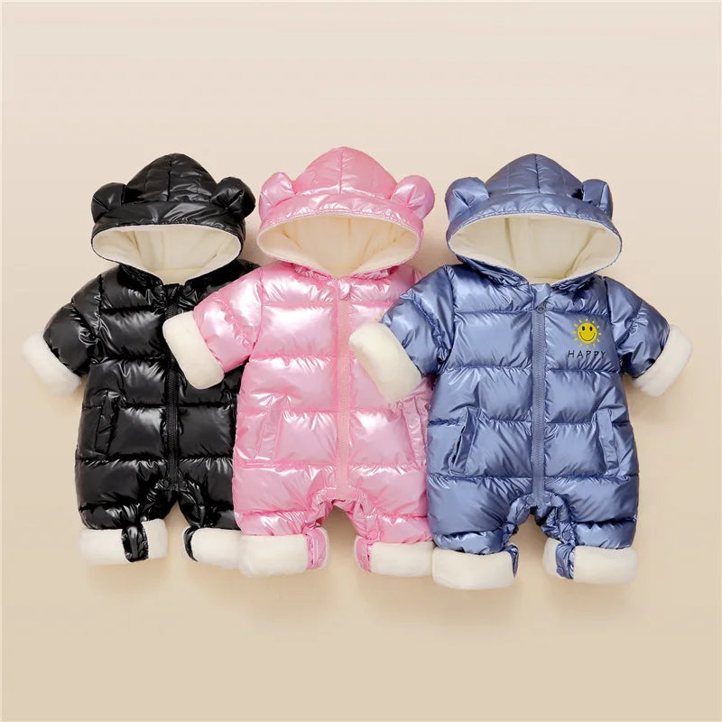 2025 Baby Winter Snowsuit Plus Velvet Waterproof No-wash Baby Boy Jumpsuit Newborn Romper Baby Girl Overalls Infant Coat Clothes