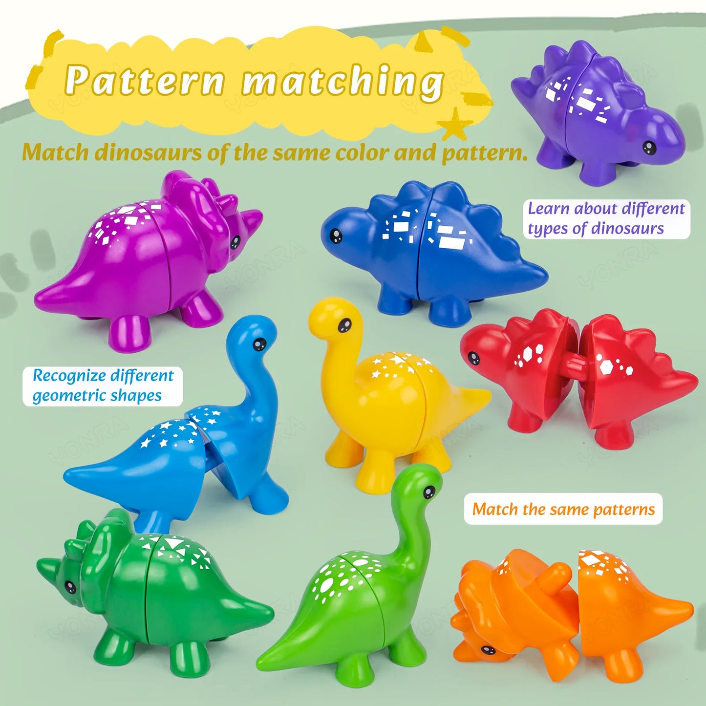 Matching Dinosaur Toy With storage bucket Montessori Toys for Kids Counting Learning Toys for Toddlers Children Development Game