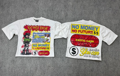 New American Hip-hop Harajuku Oversized Graphics Top Y2K Casual High Street Trendy Pure Cotton Round Neck T-shirt Streetwear Men