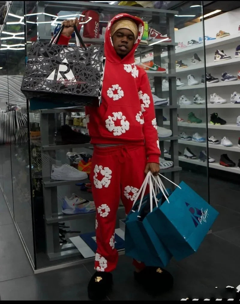 DENIM TEARS Men's Fashionable Printed Hoodie Foam Cotton Sports Suit European American Style Hot Selling New Arrival