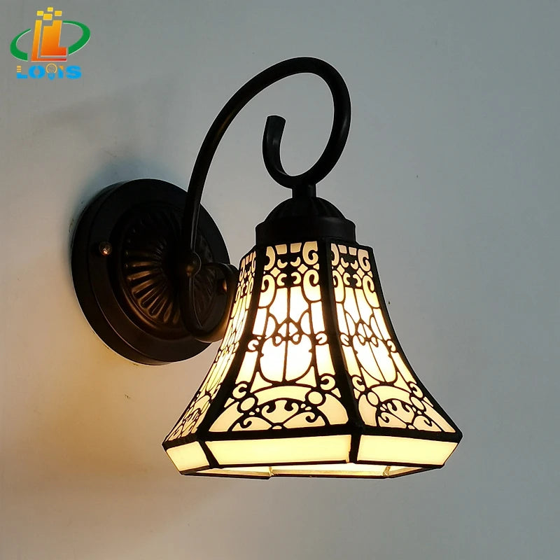 Scandinavian White Glass Heat Bending Wall Lamp Tiffany Style Designer Old Mirror Front Balcony Light Fixture Antique E27 LED