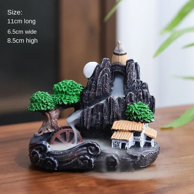 2024 Resin Reflux Incense Burner Tower Sandalwood Decoration Home Indoor Aromatherapy Mosquito Repellent Incense Burner Ornament