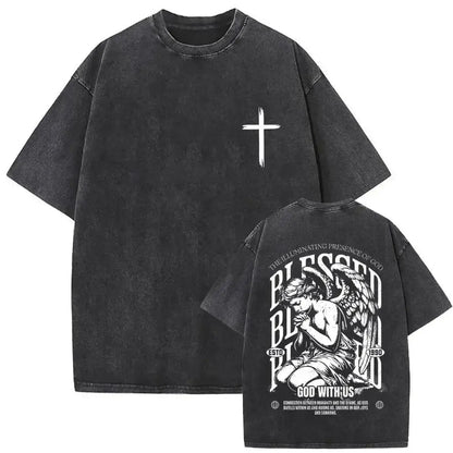 Christian Religious Jesus Forgive Them Father Vintage Washed Y2k Tshirt Men Clothing New in Top & Tees Mens T-Shirt 61327
