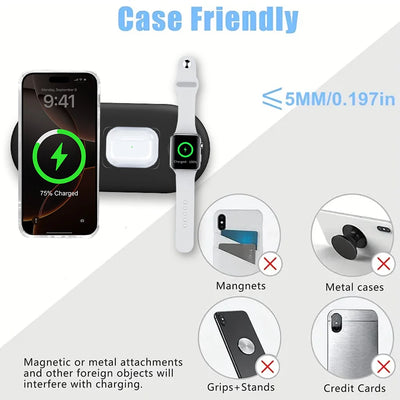 300W 3 In 1 Wireless Charger Stand Pad Super Fast Charging Dock Station for Apple Devices iPhone 16 15 14 13 iWatch 1-9 Airpods