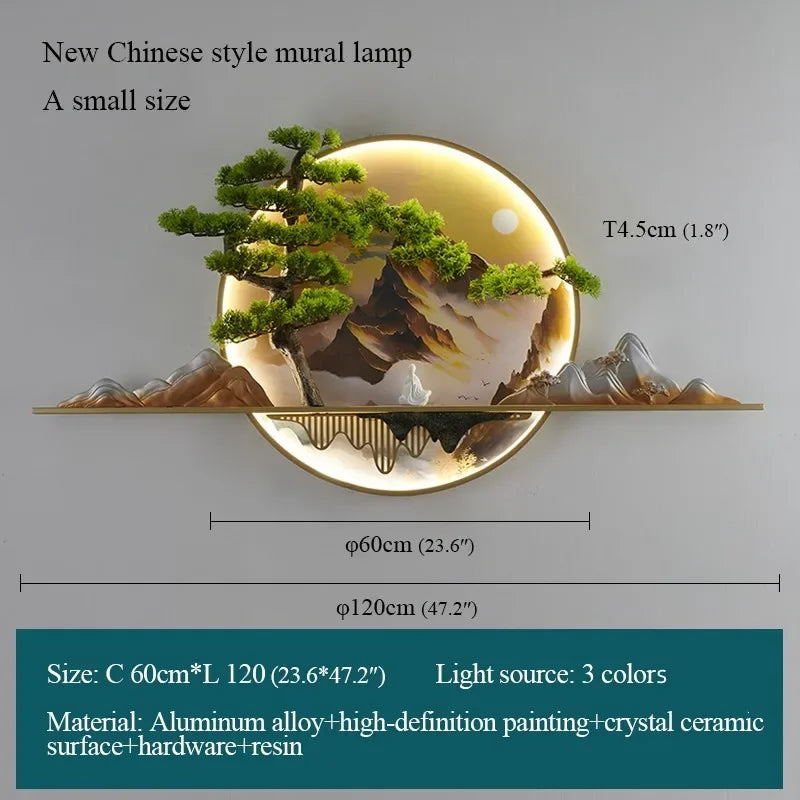 ANITA Modern LED Wall Picture Light Inside Creative Chinese Pine Landscape Mural Sconces Lamp for Home Living Bedroom Study