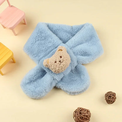 2023 Autumn Winter Soft Plush Children Scarf Cute Cartoon Girl Baby Thick Warm Scarf Outdoor Kids Neckerchief Baby Accessories