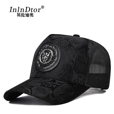 2024 Fashion Embroidery High top Baseball Cap Men's cashew print outdoor casual Cap face Trim four seasons