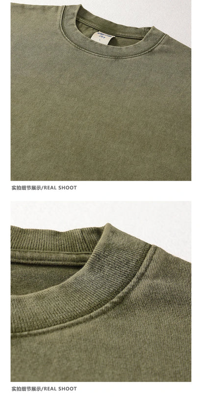 Customized logo T-shirt, handmade image oversized T-shirt, heavy washed retro T-shirt, hip-hop style casual wear, 100% pure cott