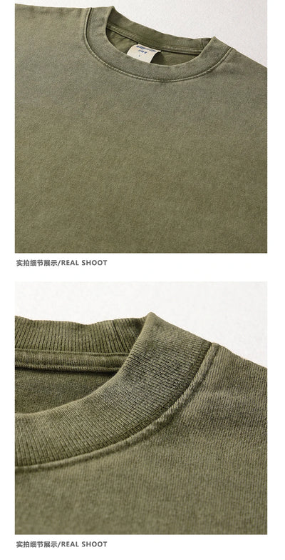 Customized logo T-shirt, handmade image oversized T-shirt, heavy washed retro T-shirt, hip-hop style casual wear, 100% pure cott