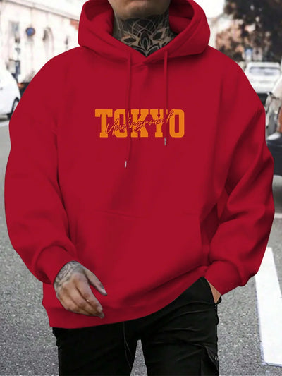 Men's Tokyo Underground Racing Pattern Fashion Long Hoodie Autumn and Winter Warm Large Size Top