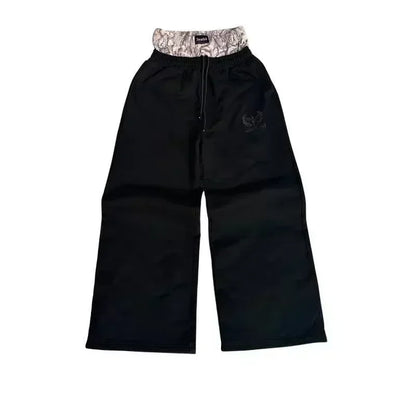 Harajuku Street Dirty style Fashion Double Waist Pants Men Women High waisted Jogger Drawstring Sweatpants Loose Cargo Trousers