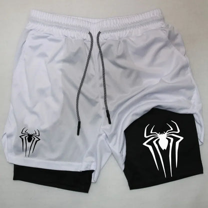 Men's  sports shorts,  spider print  compression shorts , informal, training, running, 2-in-1, Y2K order shipped directly