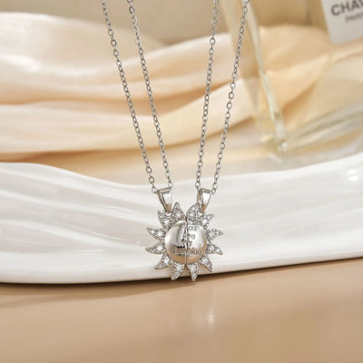 Couples Magnetic Necklaces Sun and Moon Angel Hug Heart Pendant Friendship Matching Necklaces for Birthdays Anniversaries