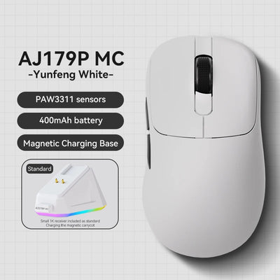 AJAZZ AJ179 PRO PAW3395 Lightweight Wired Wireless Mouse with Magnetic Charging Base Ergonomic Macro Gaming Mouse for PC Laptop
