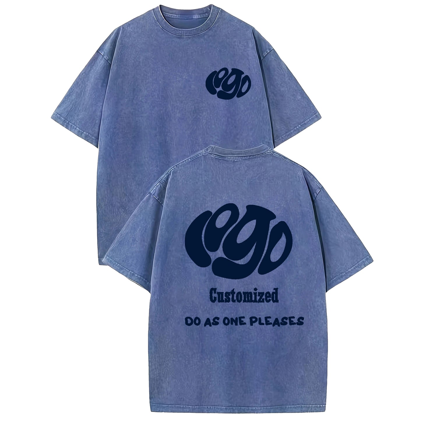 Customized logo T-shirt, handmade image oversized T-shirt, heavy washed retro T-shirt, hip-hop style casual wear, 100% pure cott