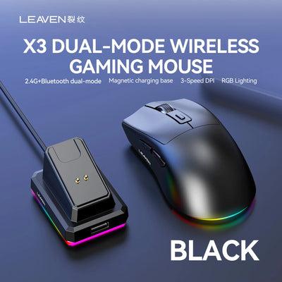 LEAVEN X3 2.4G Bluetooth Dual Mode Receiver Optical Mouse Wireless Gaming Mouse 1600DPI Bluetooth Compatible Mouse for MacBook L