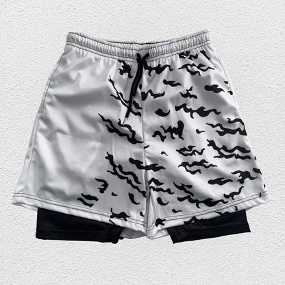 3D Print Anime Shorts Men Bilayer 2-In-1 Sports Shorts Fitness Basketball Shorts,Double-Layer Design Quick-Drying And Breathable