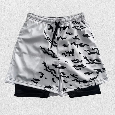 3D Print Anime Shorts Men Bilayer 2-In-1 Sports Shorts Fitness Basketball Shorts,Double-Layer Design Quick-Drying And Breathable