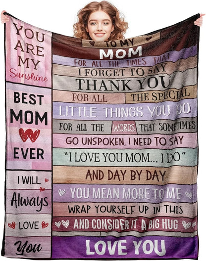 Gifts from Daughter Son for Mother's Day Birthday Mom Gifts Anniversary Unique Gifts for Mom Super Soft Flannel Throw Blankets