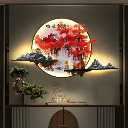 GISELLE Modern Picture Wall Light LED Chinese Creative Landscape Pine Mural Lamp For Home Living Room Study Bedroom Decor
