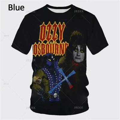 2024 Summer Pop Ozzy Osbourne Punk Band Rock Band 3D Printed T-shirt Creative Rapper Fashion Short Sleeve Casual Street Wear 6XL