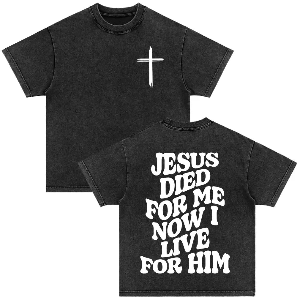 Christian Strength in Jesus Bible Verse Vintage Washed T-shirts Men Women Fashion Harajuku Oversized T Shirt 100% Cotton T-shirt