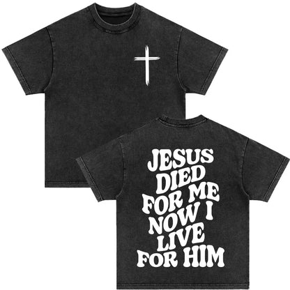 Christian Strength in Jesus Bible Verse Vintage Washed T-shirts Men Women Fashion Harajuku Oversized T Shirt 100% Cotton T-shirt