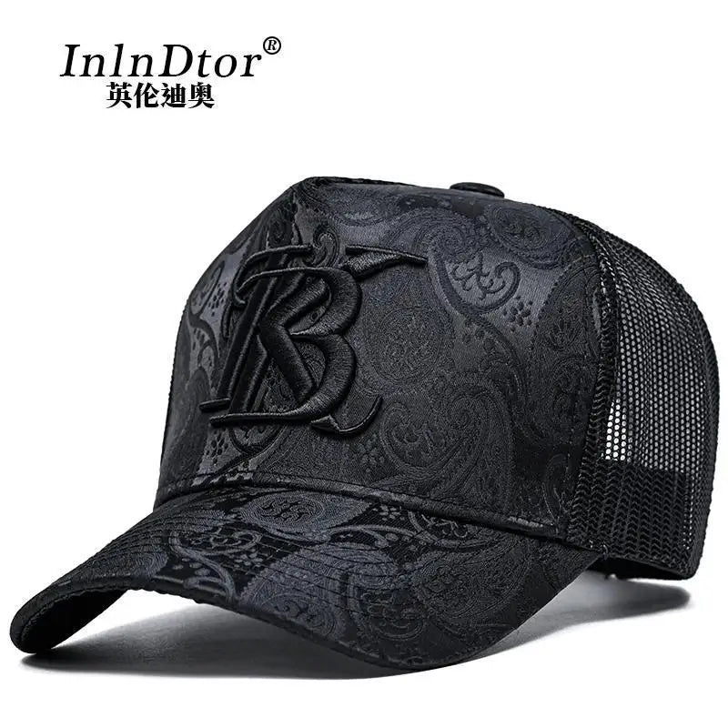 2024 Fashion Embroidery High top Baseball Cap Men's cashew print outdoor casual Cap face Trim four seasons