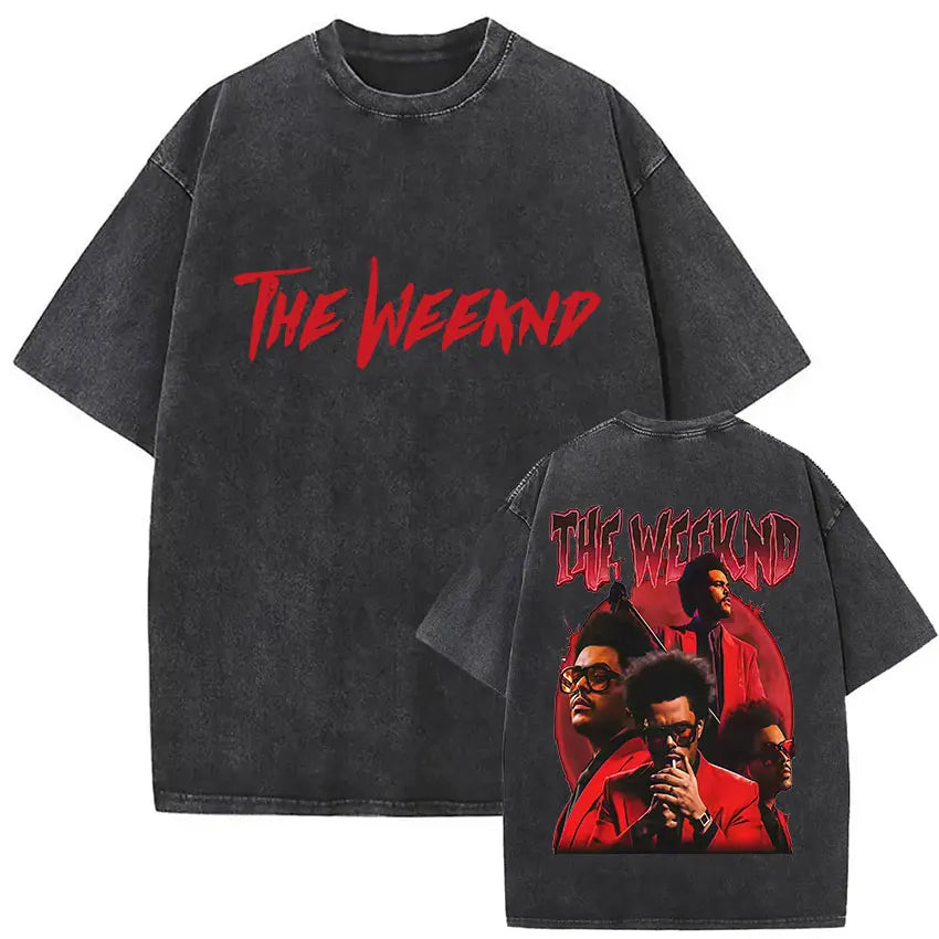 The Weeknd XO Tour 2025 Vintage Washed T Shirt Men's Women Pop Music Short Sleeve T-Shirts Rap Hip Hop Gothic Clothing T-shirts