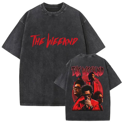 The Weeknd XO Tour 2025 Vintage Washed T Shirt Men's Women Pop Music Short Sleeve T-Shirts Rap Hip Hop Gothic Clothing T-shirts
