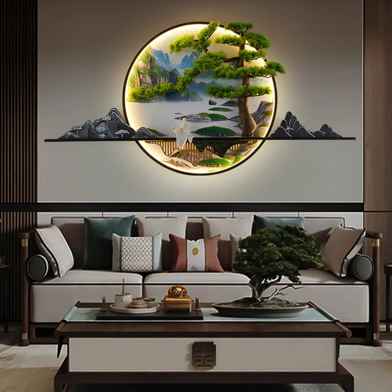 PLLY Modern Wall Picture Light Inside Creative Chinese Landscape Mural Sconces Lamp LED for Home Living Bedroom Study