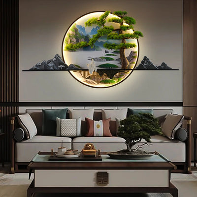 PLLY Modern Wall Picture Light Inside Creative Chinese Landscape Mural Sconces Lamp LED for Home Living Bedroom Study