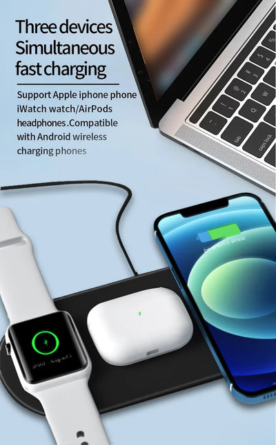 300W 3 In 1 Wireless Charger Stand Pad Super Fast Charging Dock Station for Apple Devices iPhone 16 15 14 13 iWatch 1-9 Airpods