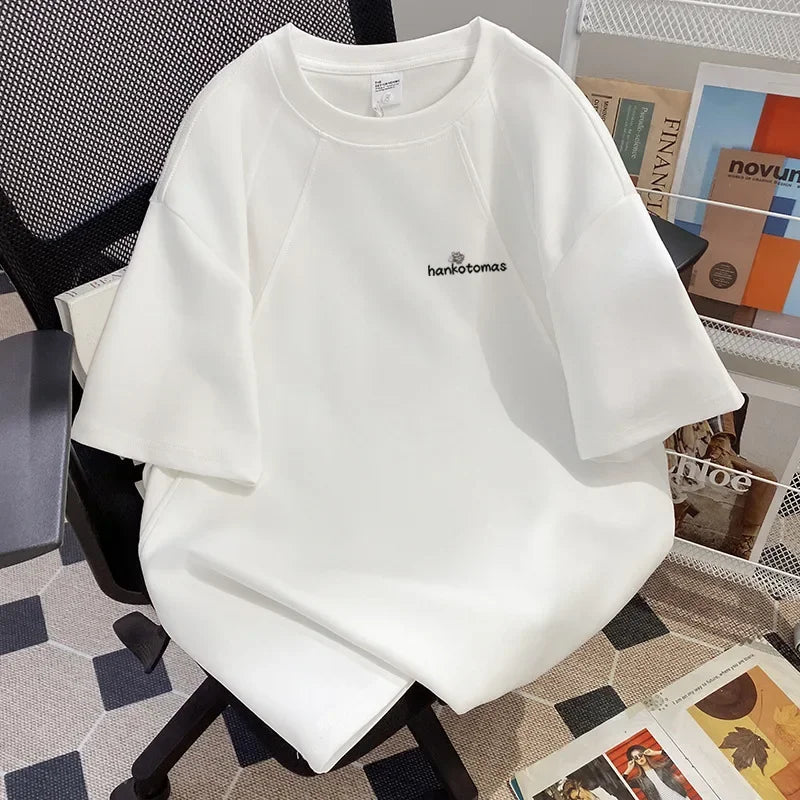 Plus Size 300 Pounds American Style Short Sleeve T-Shirt Unisex Loose Fit Summer Casual Crew Neck Top for Men And Women