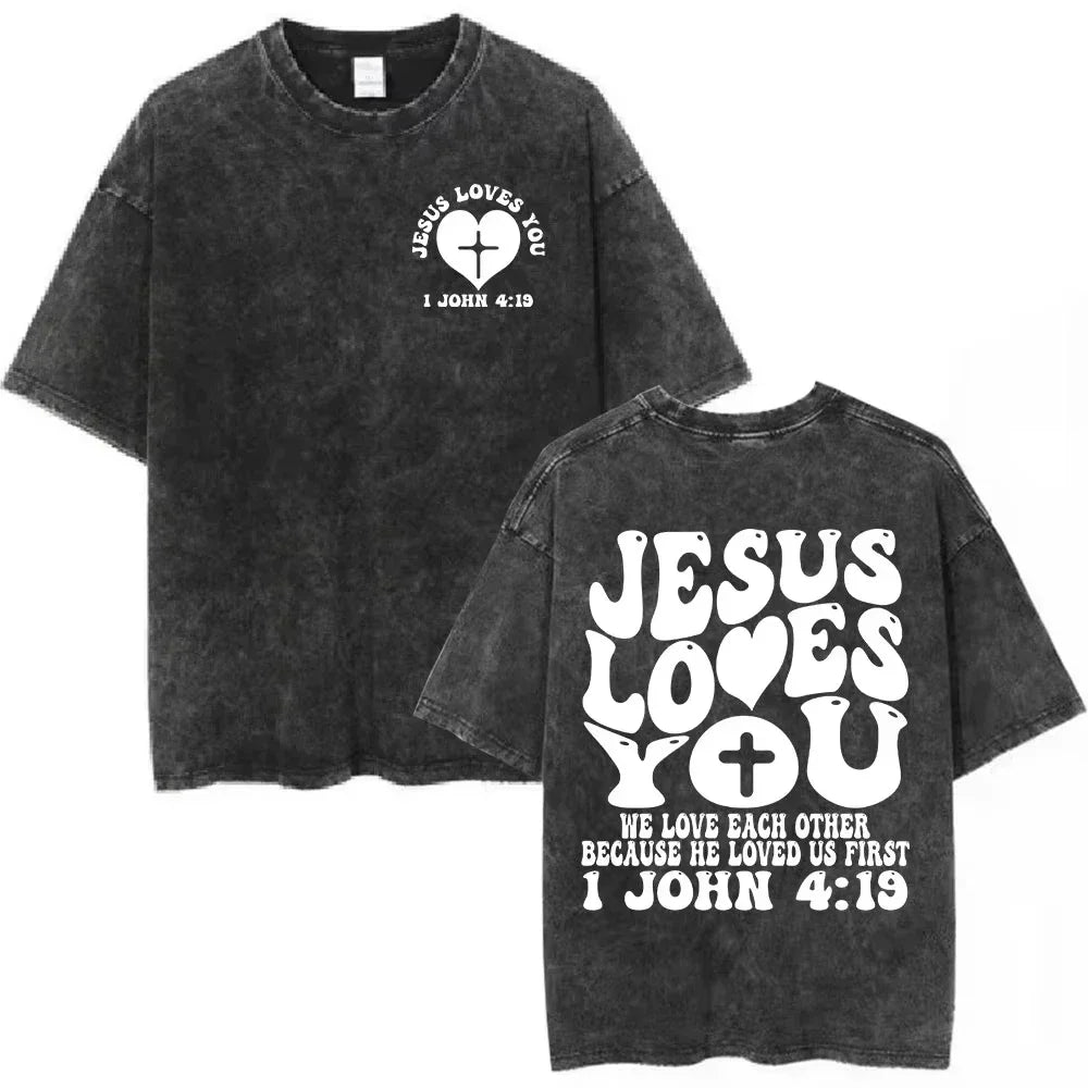 Salvation Jesus Paid It All Vintage Washed T Shirts Christian Bible Verse T-shirts Men Women Fashion Oversized Cotton Tshirts