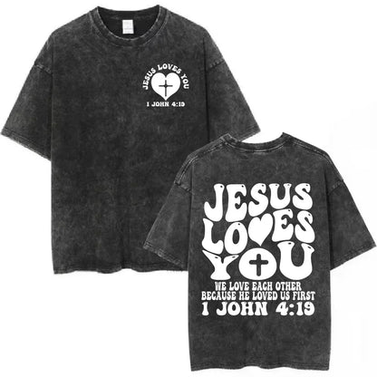 Salvation Jesus Paid It All Vintage Washed T Shirts Christian Bible Verse T-shirts Men Women Fashion Oversized Cotton Tshirts