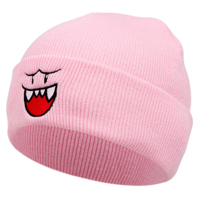Happy Face embroidered knitted hat, autumn and winter couple outdoor sports event casual warm woolen hat, bean hat