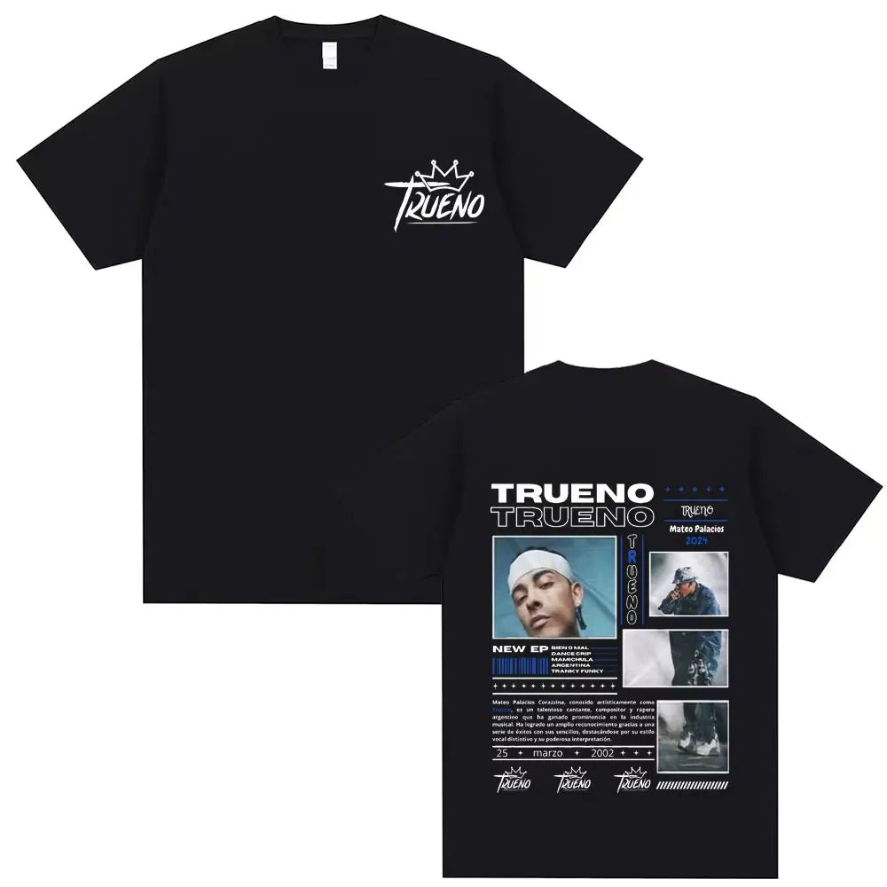 Rapper Trueno Album Tour Merch T-shirt Men Women Clothes Fashion Short Sleeve Tee Shirt Streetwear Cotton Loose T-shirts Unisex
