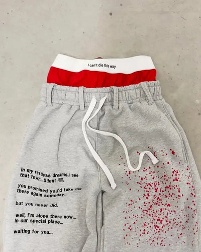 Harajuku Street Dirty style Fashion Double Waist Pants Men Women High waisted Jogger Drawstring Sweatpants Loose Cargo Trousers