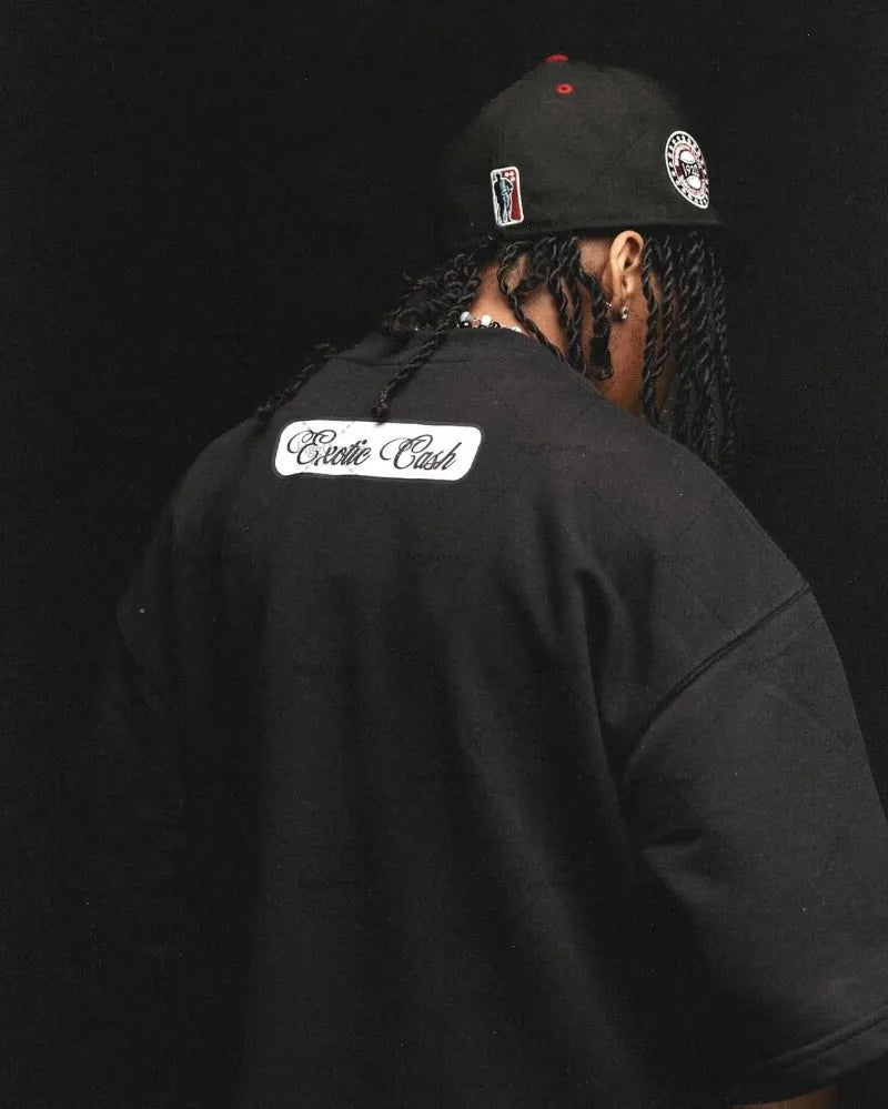 New American Hip-hop Harajuku Oversized Graphics Top Y2K Casual High Street Trendy Pure Cotton Round Neck T-shirt Streetwear Men