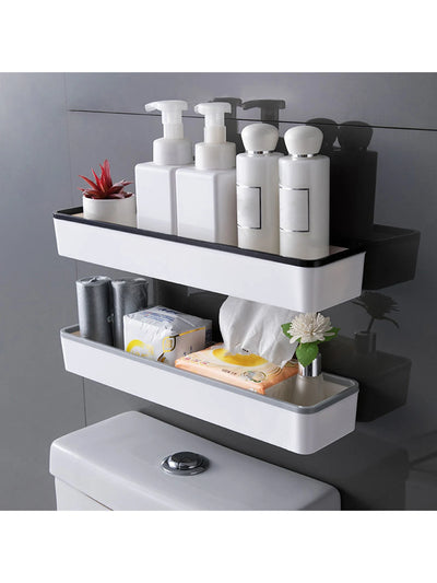 1pc Toilet Bathroom Storage Cabinet Rack Wall Hanging Hole Free Multifunctional Artifact Above Toilet Rack White Shelf Organizer